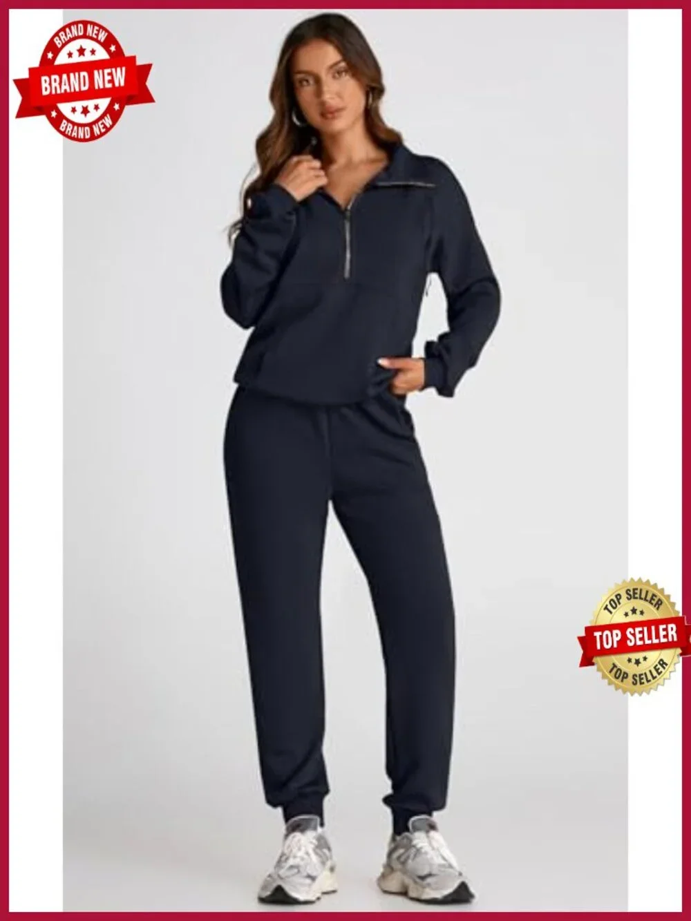 Women's 2 Piece Lounge Set Half Zip Oversized Sweatshirt & Jogger Sweatpants